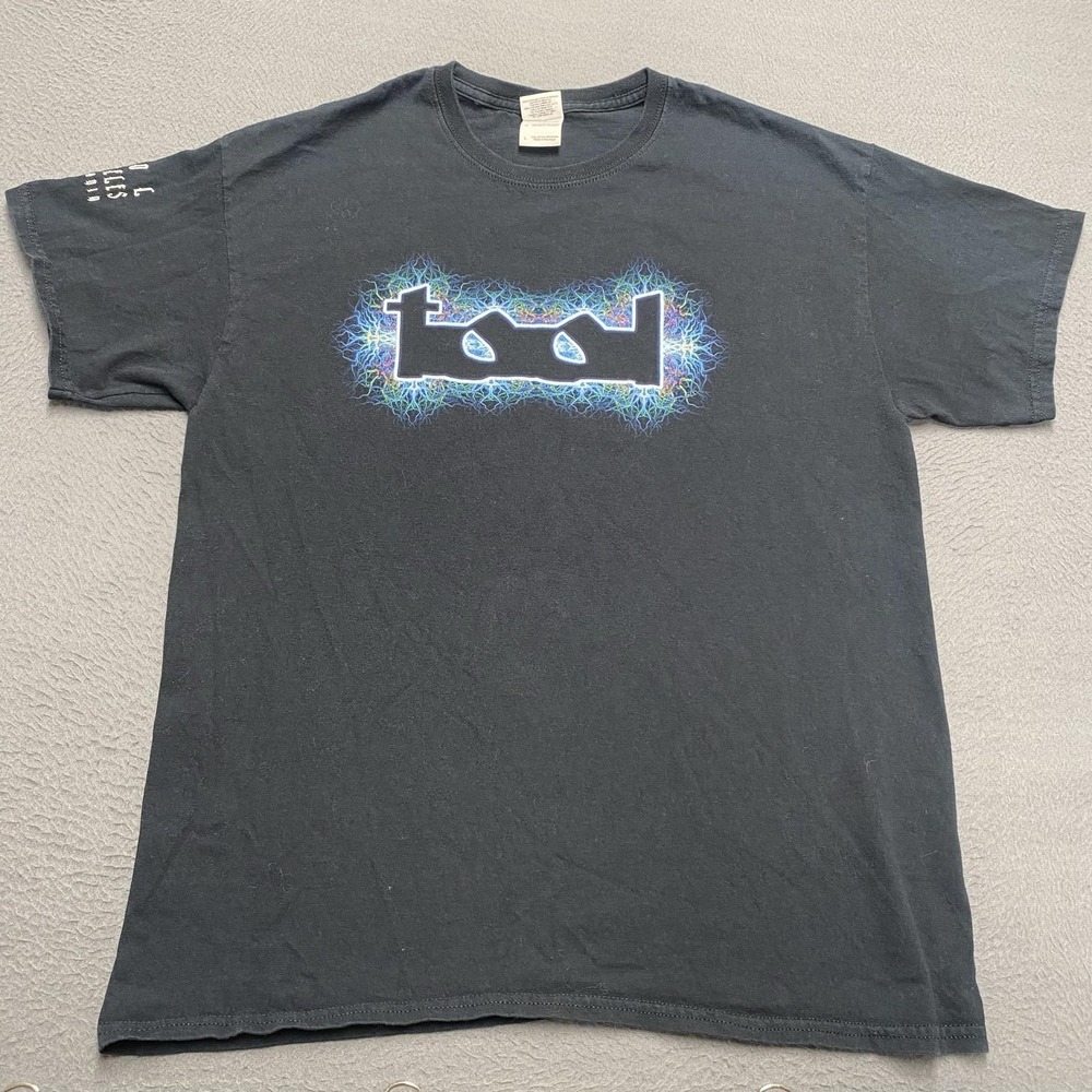 VTG Tool Shirt Mens Large Black Psychedelic Logo Graphic Metal Rock Band Tee y2k